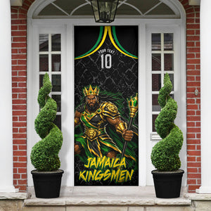 Personalized Jamaica Kingsmen Door Cover Caribbean Cricket Royal Warrior King Mascot