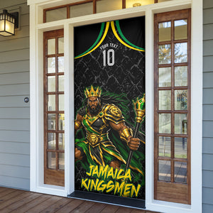 Personalized Jamaica Kingsmen Door Cover Caribbean Cricket Royal Warrior King Mascot