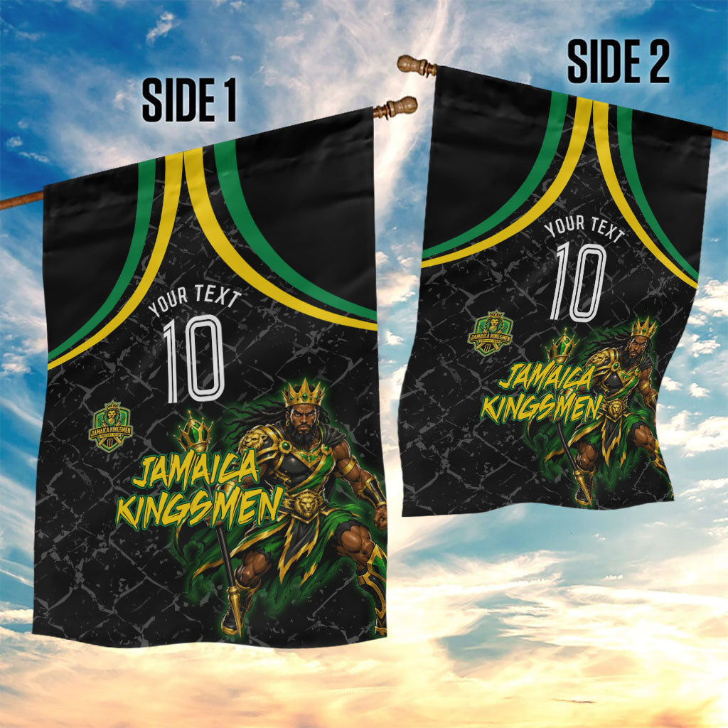 Personalized Jamaica Kingsmen Garden Flag Caribbean Cricket Royal Warrior King Mascot