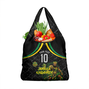 Personalized Jamaica Kingsmen Grocery Bag Caribbean Cricket Royal Warrior King Mascot