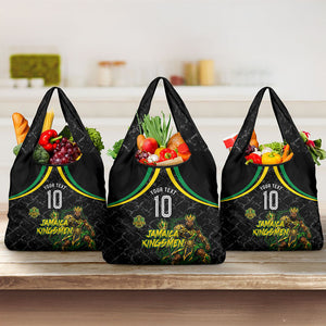 Personalized Jamaica Kingsmen Grocery Bag Caribbean Cricket Royal Warrior King Mascot