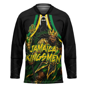 Personalized Jamaica Kingsmen Hockey Jersey Caribbean Cricket Royal Warrior King Mascot