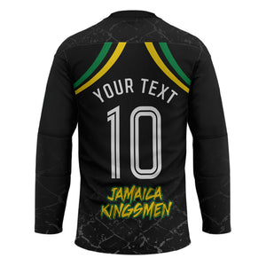 Personalized Jamaica Kingsmen Hockey Jersey Caribbean Cricket Royal Warrior King Mascot