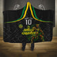 Personalized Jamaica Kingsmen Hooded Blanket Caribbean Cricket Royal Warrior King Mascot