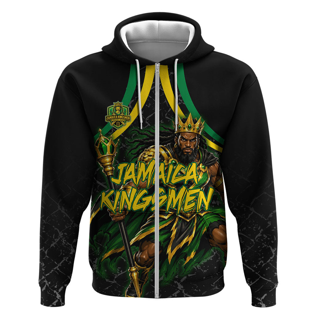 Personalized Jamaica Kingsmen Hoodie Caribbean Cricket Royal Warrior King Mascot