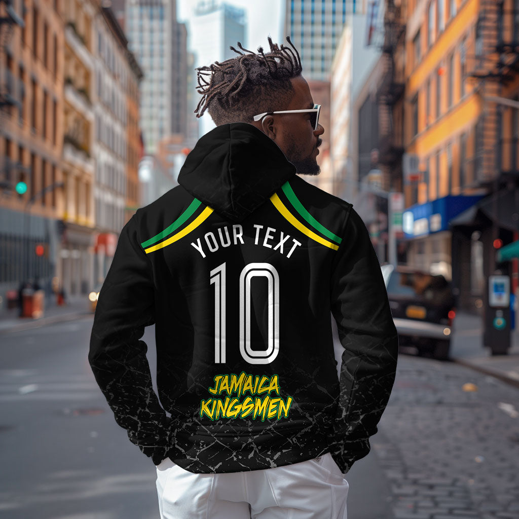 Personalized Jamaica Kingsmen Hoodie Caribbean Cricket Royal Warrior King Mascot