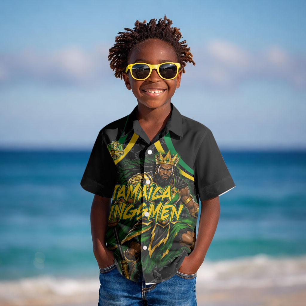 Personalized Jamaica Kingsmen Kid Hawaiian Shirt Caribbean Cricket Royal Warrior King Mascot