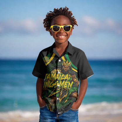 Personalized Jamaica Kingsmen Kid Hawaiian Shirt Caribbean Cricket Royal Warrior King Mascot