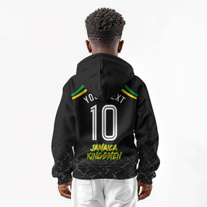 Personalized Jamaica Kingsmen Kid Hoodie Caribbean Cricket Royal Warrior King Mascot