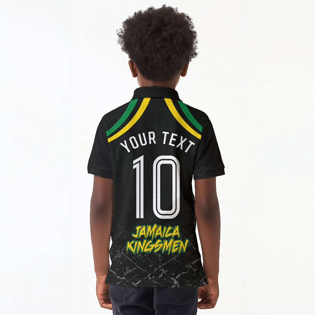 Personalized Jamaica Kingsmen Kid Polo Shirt Caribbean Cricket Royal Warrior King Mascot