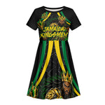 Personalized Jamaica Kingsmen Kid Short Sleeve Dress Caribbean Cricket Royal Warrior King Mascot