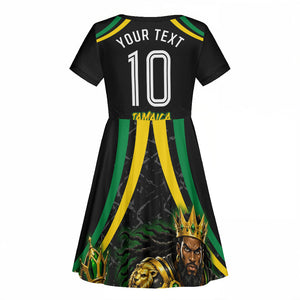 Personalized Jamaica Kingsmen Kid Short Sleeve Dress Caribbean Cricket Royal Warrior King Mascot