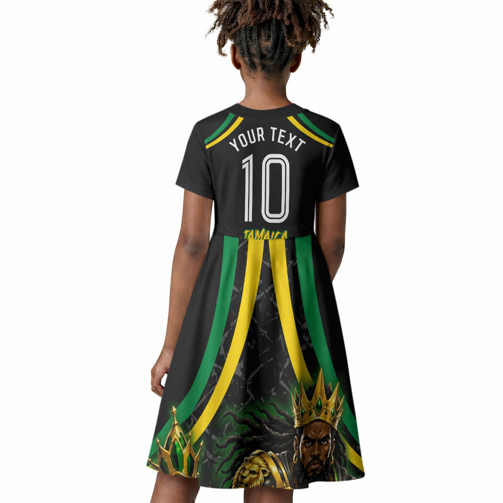 Personalized Jamaica Kingsmen Kid Short Sleeve Dress Caribbean Cricket Royal Warrior King Mascot