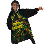 Personalized Jamaica Kingsmen Kid Wearable Blanket Hoodie Caribbean Cricket Royal Warrior King Mascot