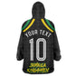 Personalized Jamaica Kingsmen Kid Wearable Blanket Hoodie Caribbean Cricket Royal Warrior King Mascot