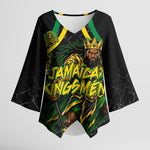 Personalized Jamaica Kingsmen Kimono Sleeve Blouse Caribbean Cricket Royal Warrior King Mascot