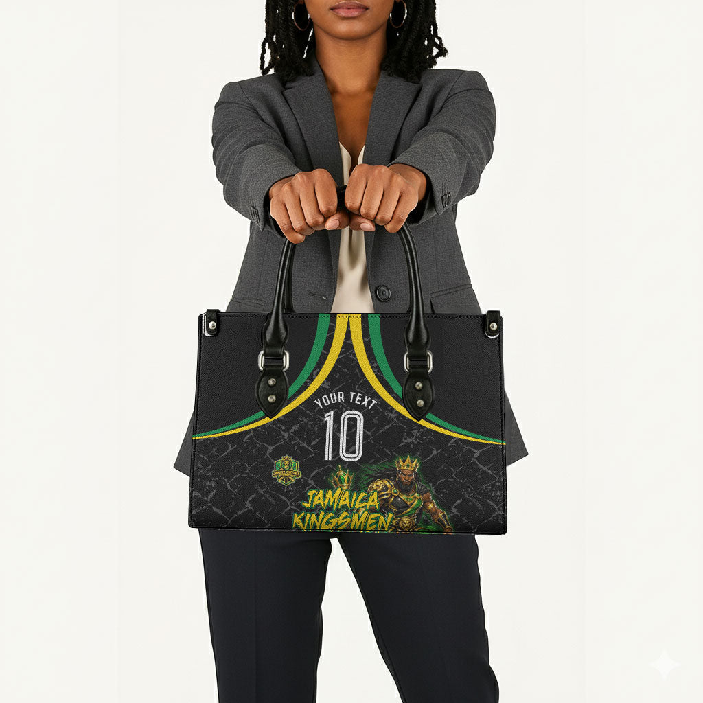 Personalized Jamaica Kingsmen Leather Bag Caribbean Cricket Royal Warrior King Mascot