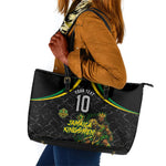 Personalized Jamaica Kingsmen Leather Tote Bag Caribbean Cricket Royal Warrior King Mascot