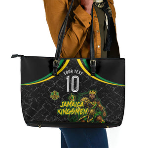 Personalized Jamaica Kingsmen Leather Tote Bag Caribbean Cricket Royal Warrior King Mascot