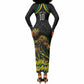Personalized Jamaica Kingsmen Long Sleeve Bodycon Dress Caribbean Cricket Royal Warrior King Mascot