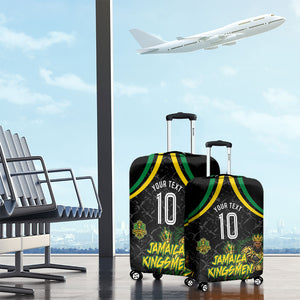Personalized Jamaica Kingsmen Luggage Cover Caribbean Cricket Royal Warrior King Mascot