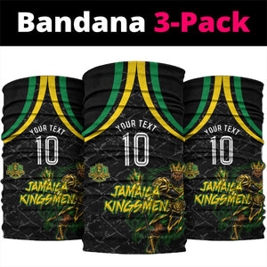 Personalized Jamaica Kingsmen Neck Gaiter Caribbean Cricket Royal Warrior King Mascot