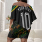Personalized Jamaica Kingsmen Off Shoulder Short Dress Caribbean Cricket Royal Warrior King Mascot