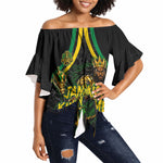 Personalized Jamaica Kingsmen Off Shoulder Wrap Waist Top Caribbean Cricket Royal Warrior King Mascot