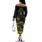Personalized Jamaica Kingsmen Off The Shoulder Long Sleeve Dress Caribbean Cricket Royal Warrior King Mascot