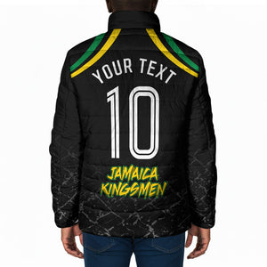 Personalized Jamaica Kingsmen Padded Jacket Caribbean Cricket Royal Warrior King Mascot