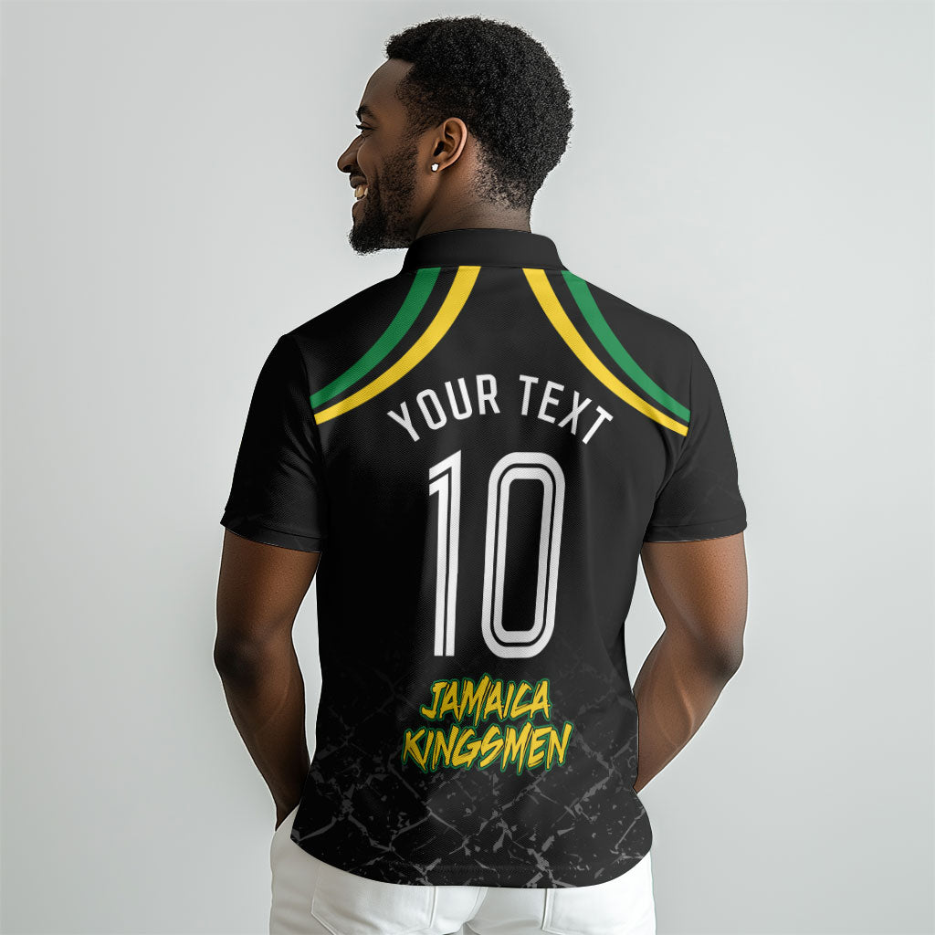 Personalized Jamaica Kingsmen Polo Shirt Caribbean Cricket Royal Warrior King Mascot