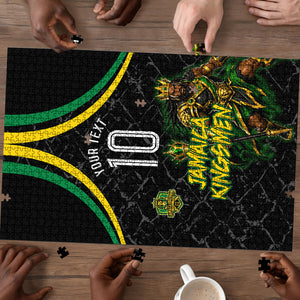 Personalized Jamaica Kingsmen Puzzle Caribbean Cricket Royal Warrior King Mascot