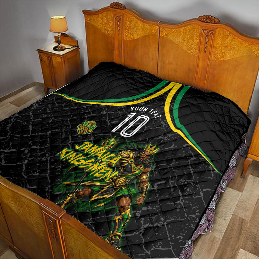 Personalized Jamaica Kingsmen Quilt Caribbean Cricket Royal Warrior King Mascot