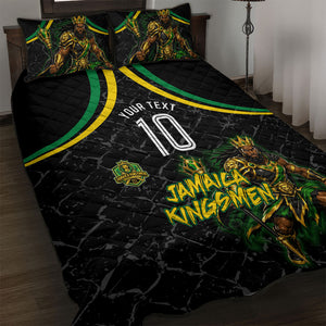 Personalized Jamaica Kingsmen Quilt Bed Set Caribbean Cricket Royal Warrior King Mascot
