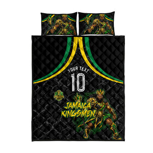 Personalized Jamaica Kingsmen Quilt Bed Set Caribbean Cricket Royal Warrior King Mascot