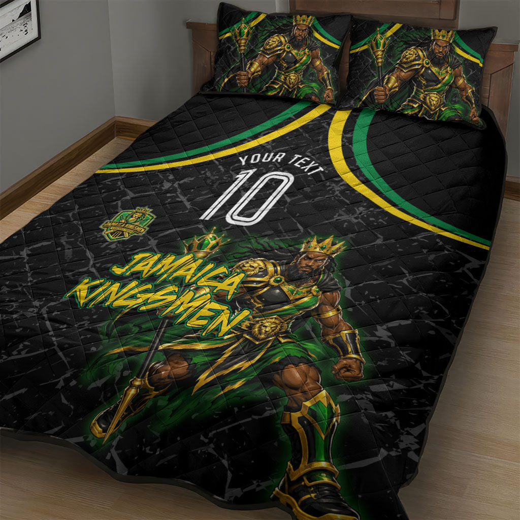 Personalized Jamaica Kingsmen Quilt Bed Set Caribbean Cricket Royal Warrior King Mascot