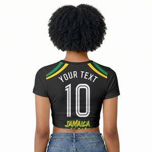 Personalized Jamaica Kingsmen Raglan Cropped T shirt Caribbean Cricket Royal Warrior King Mascot