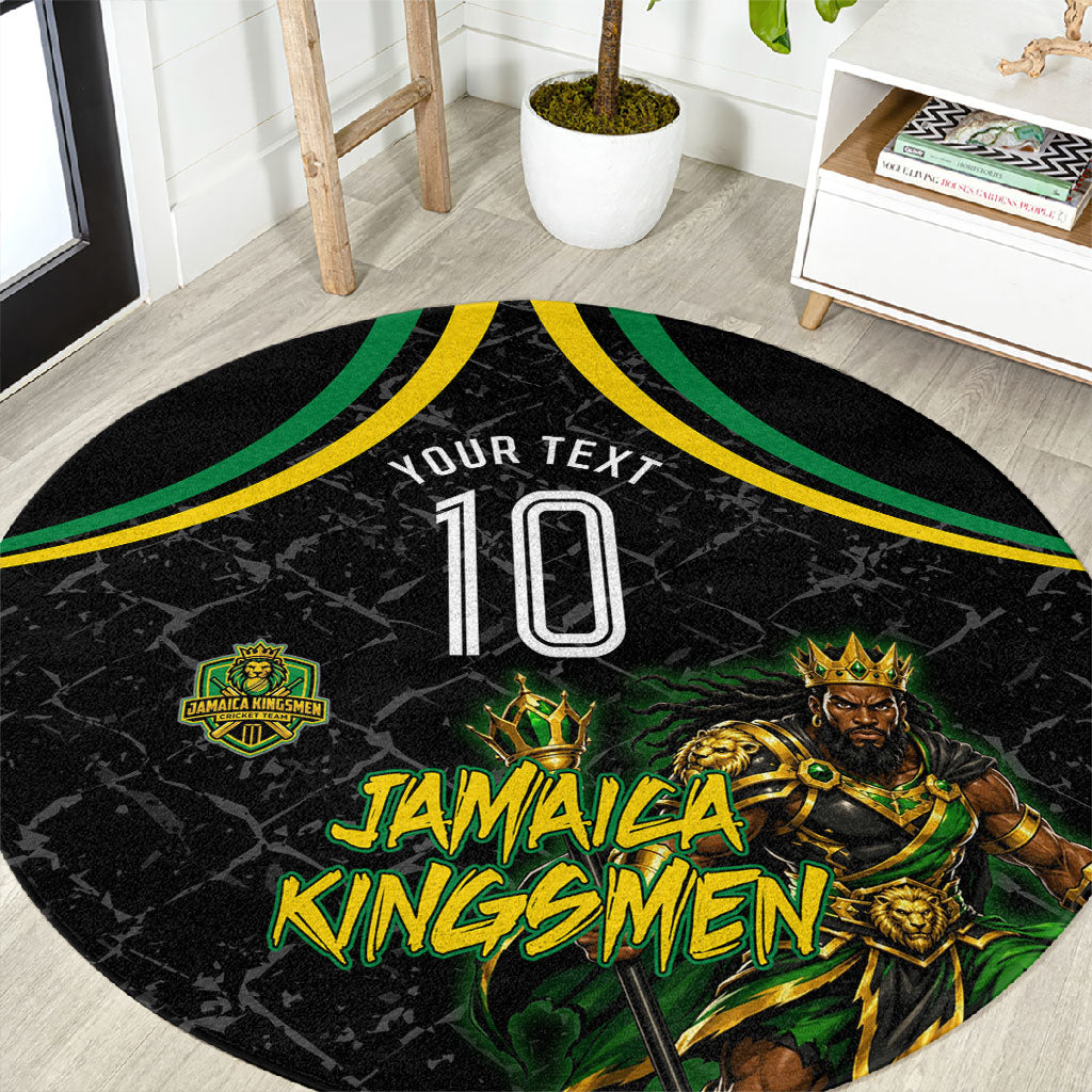 Personalized Jamaica Kingsmen Round Carpet Caribbean Cricket Royal Warrior King Mascot