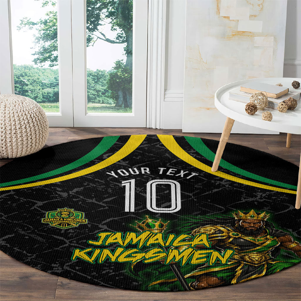 Personalized Jamaica Kingsmen Round Carpet Caribbean Cricket Royal Warrior King Mascot