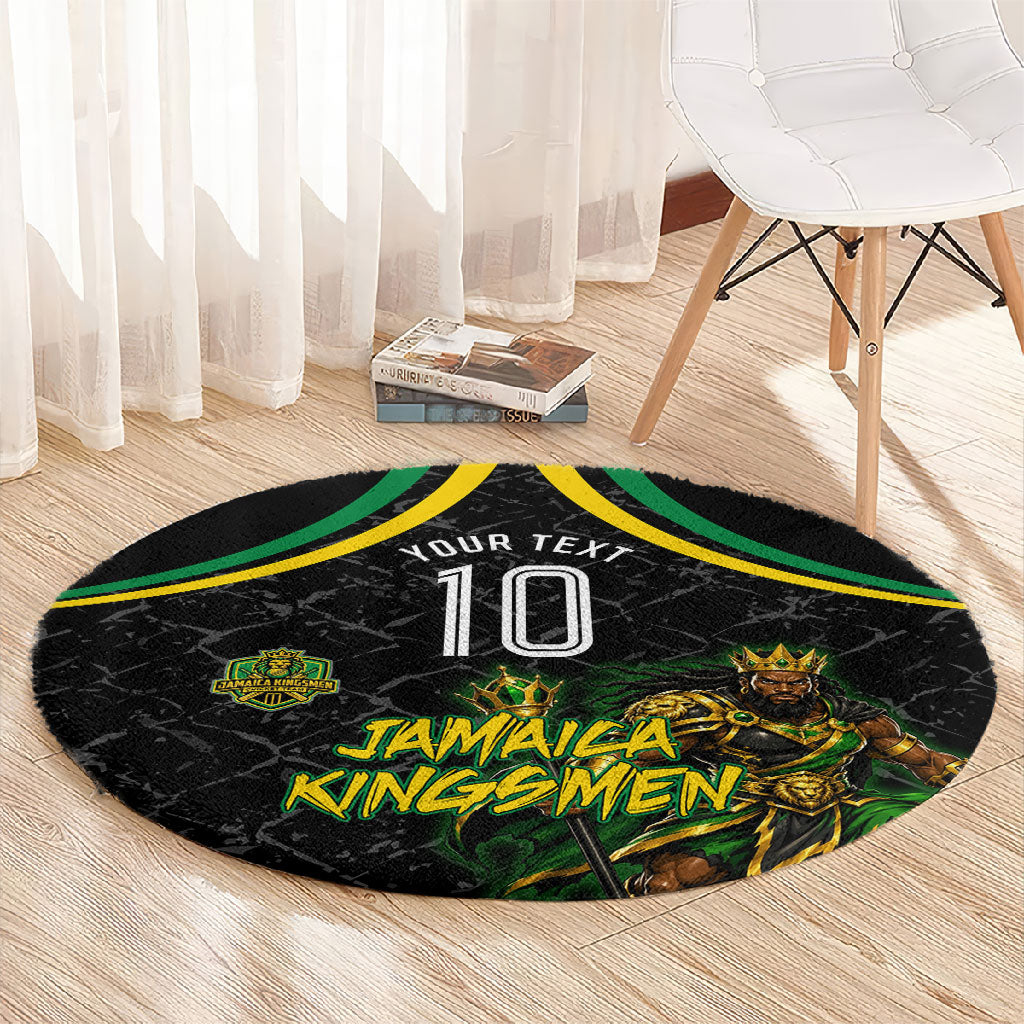 Personalized Jamaica Kingsmen Round Carpet Caribbean Cricket Royal Warrior King Mascot