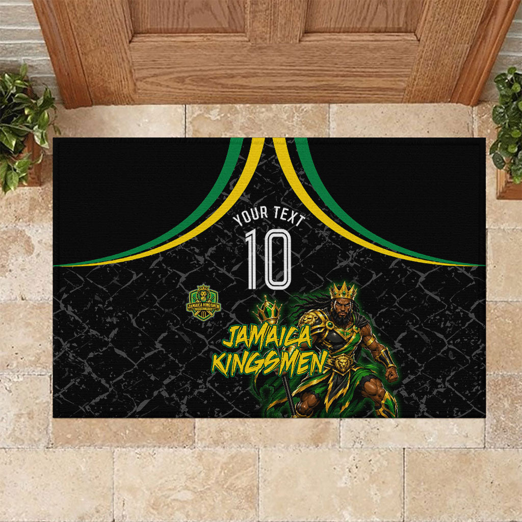Personalized Jamaica Kingsmen Rubber Doormat Caribbean Cricket Royal Warrior King Mascot
