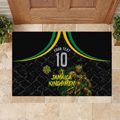 Personalized Jamaica Kingsmen Rubber Doormat Caribbean Cricket Royal Warrior King Mascot