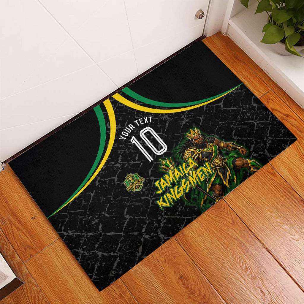 Personalized Jamaica Kingsmen Rubber Doormat Caribbean Cricket Royal Warrior King Mascot