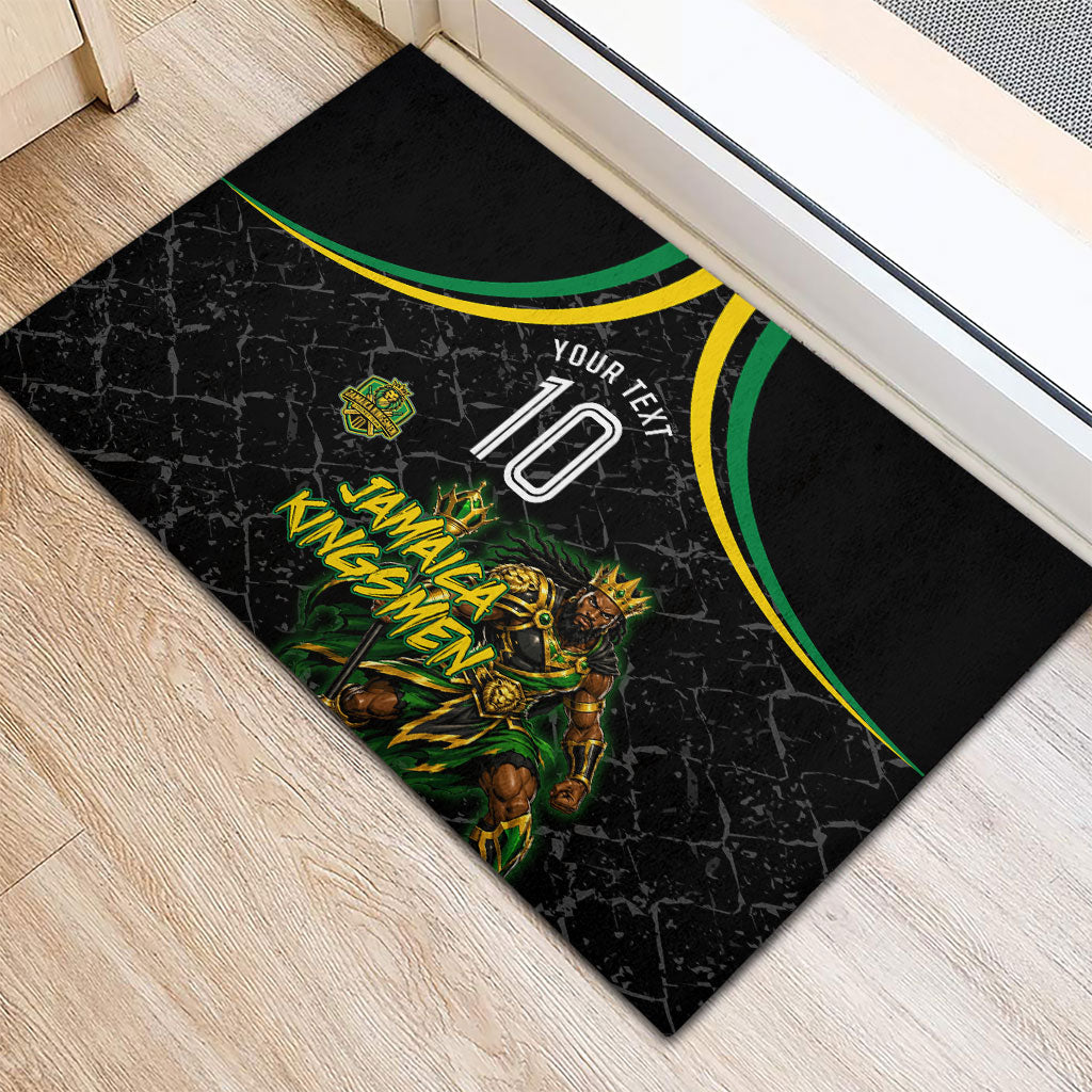 Personalized Jamaica Kingsmen Rubber Doormat Caribbean Cricket Royal Warrior King Mascot