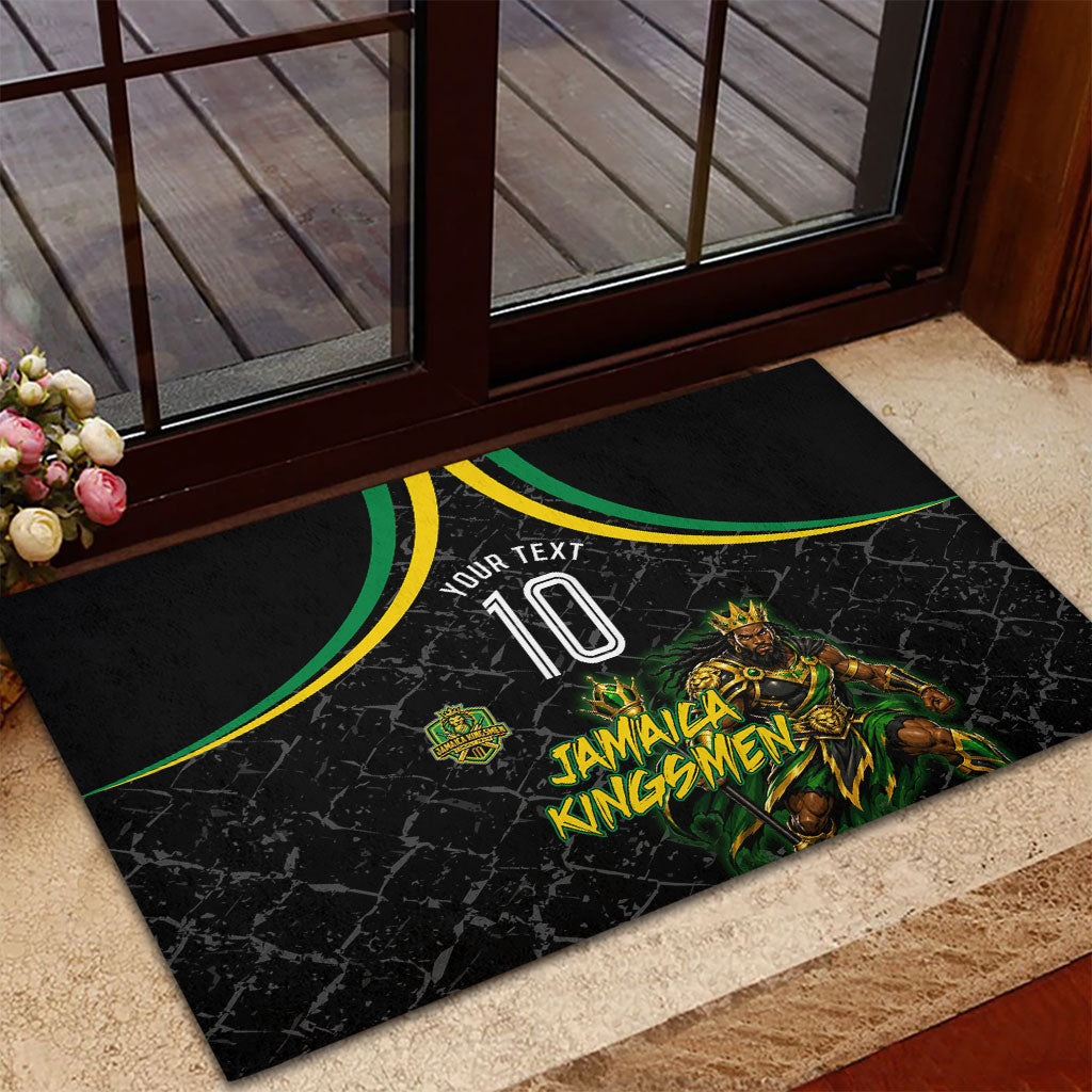Personalized Jamaica Kingsmen Rubber Doormat Caribbean Cricket Royal Warrior King Mascot