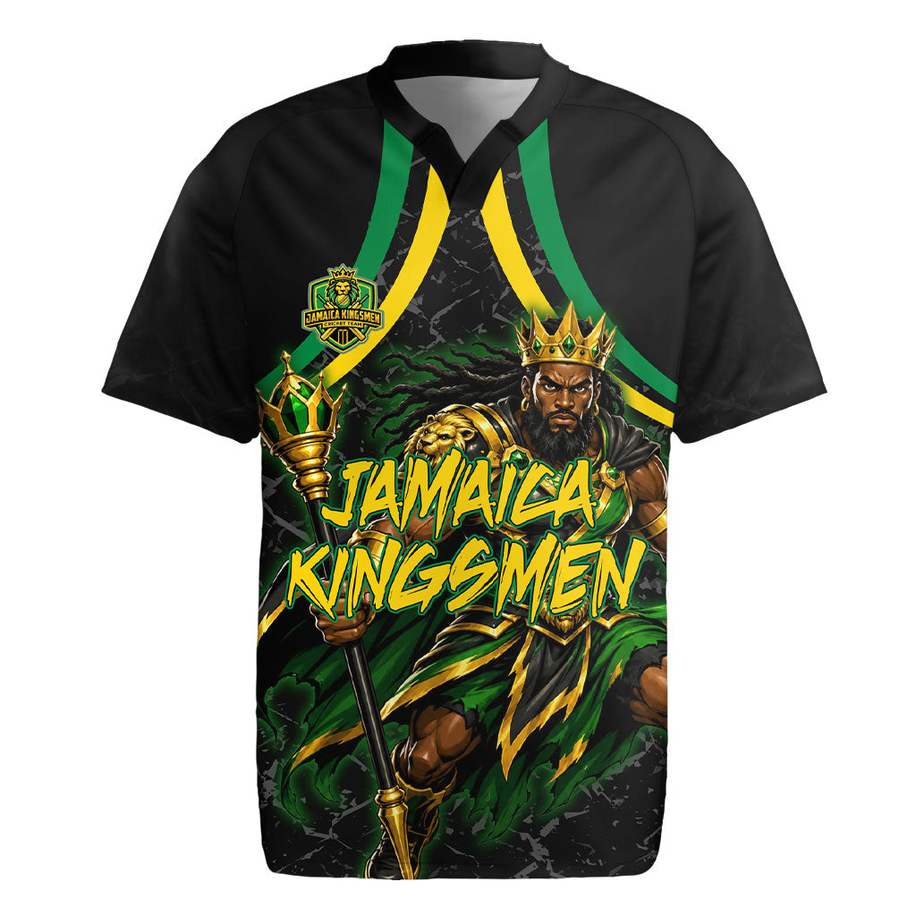 Personalized Jamaica Kingsmen Rugby Jersey Caribbean Cricket Royal Warrior King Mascot