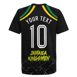 Personalized Jamaica Kingsmen Rugby Jersey Caribbean Cricket Royal Warrior King Mascot