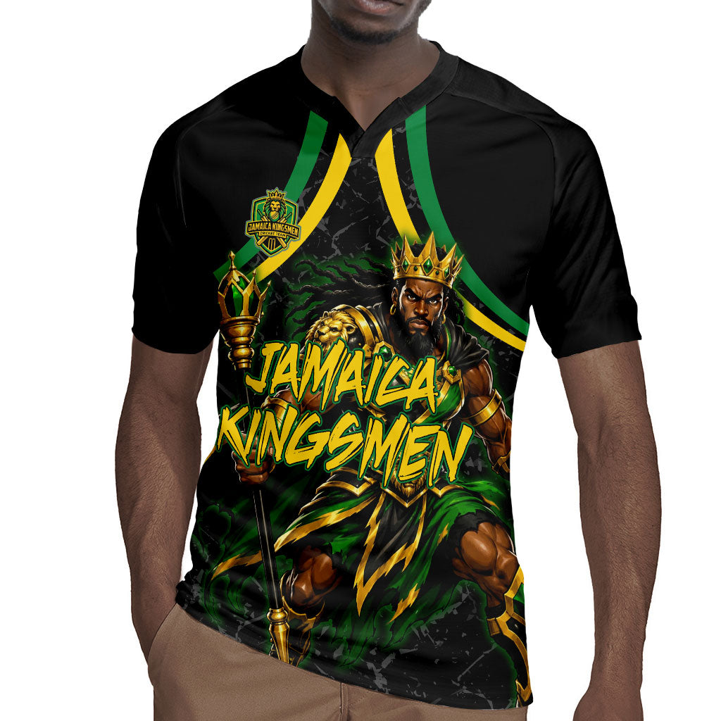 Personalized Jamaica Kingsmen Rugby Jersey Caribbean Cricket Royal Warrior King Mascot