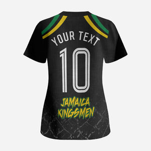 Personalized Jamaica Kingsmen Scrub Top Caribbean Cricket Royal Warrior King Mascot