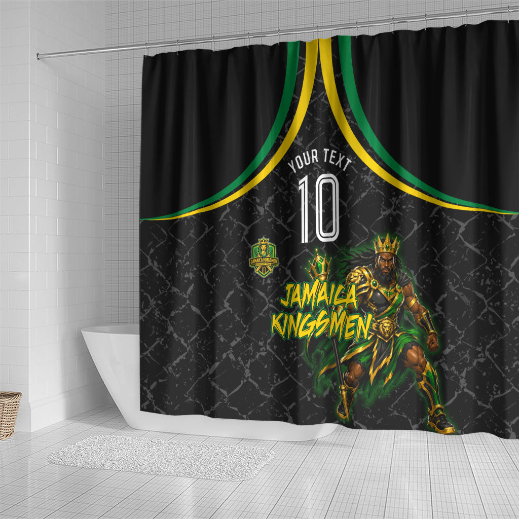 Personalized Jamaica Kingsmen Shower Curtain Caribbean Cricket Royal Warrior King Mascot